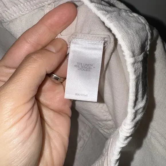 PURE JILL J Jill Linen Tencel Pull On Pants L Elastic Waistband Pockets Beachy - Picture 6 of 7